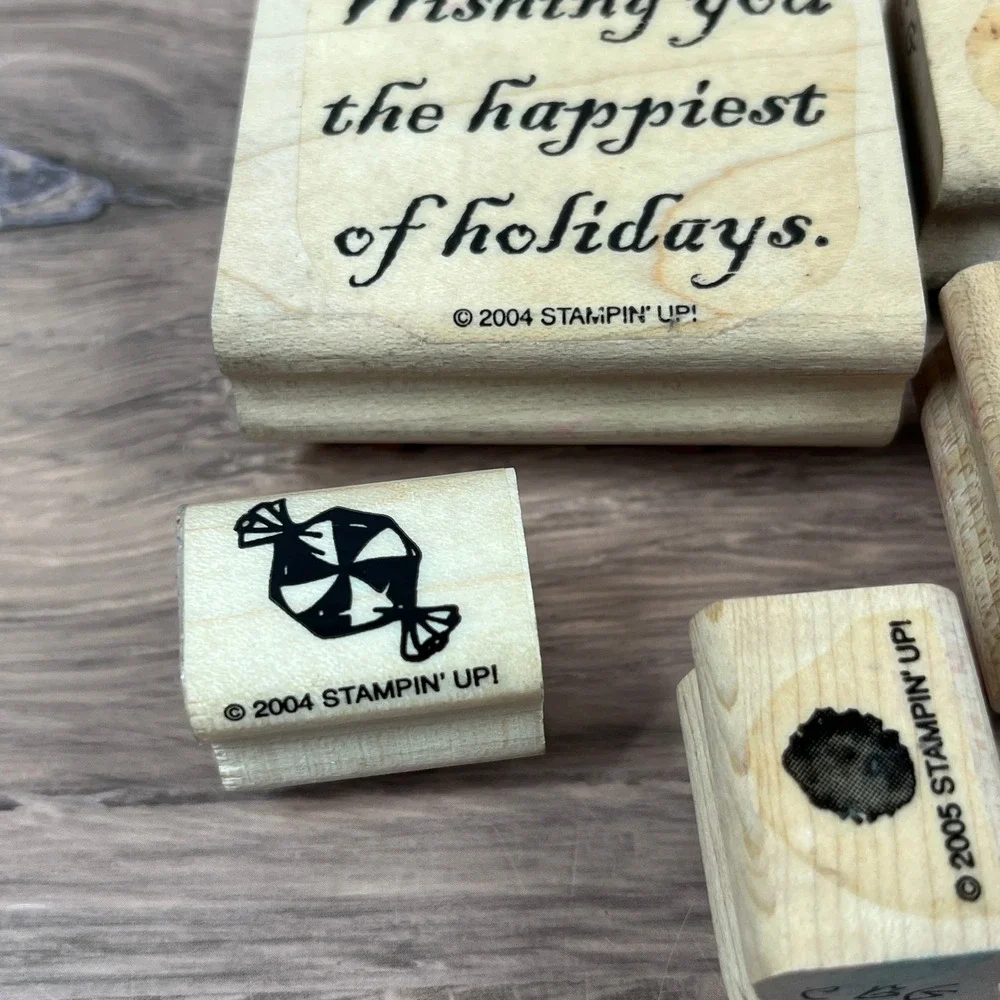 Vintage Stampin Up Christmas Rubber Stamp Lot 25pc Wood Block Holiday Winter